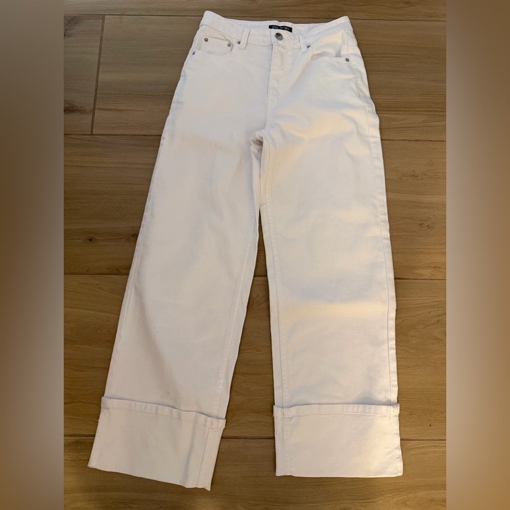 NEW White 100% Cotton Steve Madden Womens Noelie Pant 26” $99 - Picture 4 of 8